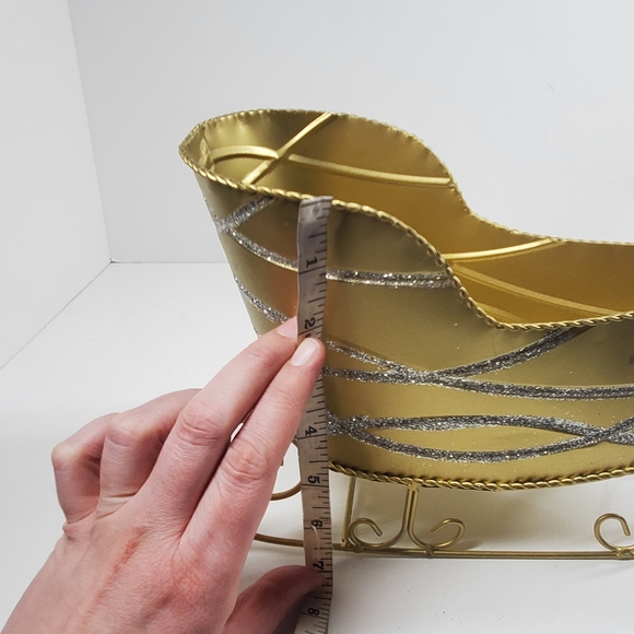 Gold Christmas Holiday Sleigh Decoration - Picture 11 of 12
